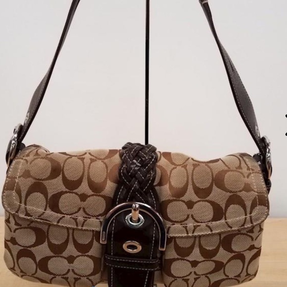 COACH Brown Braided Flip Signature Shoulder Bag - Picture 1 of 3